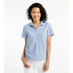 L.L. Bean Seersucker Popover Top Stripe Large Coastal Grandmother Nautical